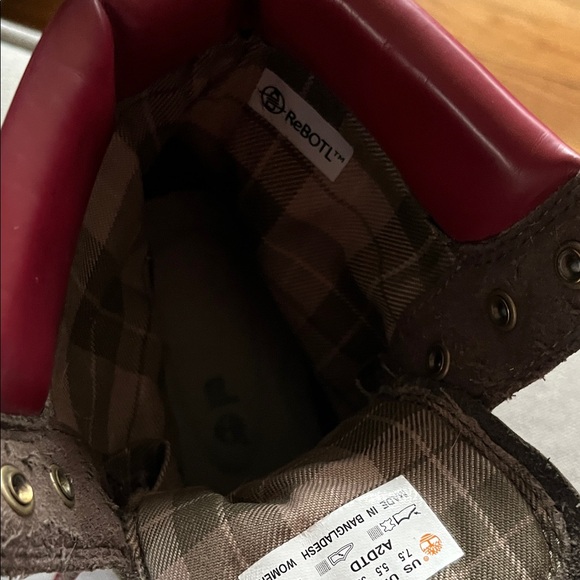 Timberland Courmayeur Valley Olive Green Boots with Burgundy Highlights - Picture 8 of 14